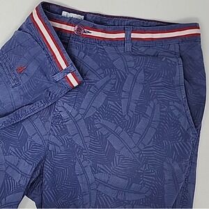 johnnie O Chino Shorts Men's Size 38 Blue‎ Floral Flat Front 9.5" Inseam Stretch